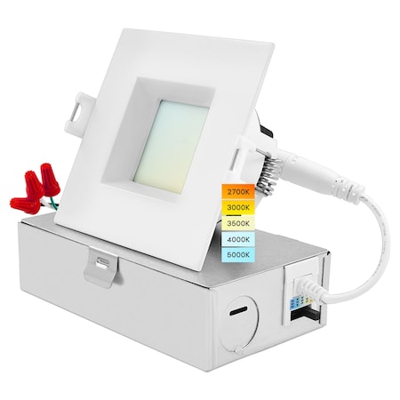 Luxrite 3 Inch Square LED Recessed Downlight 5CCT 2700K-5000K 10W 800LM Dimmable Wet Rated IC Rated LR22638-1PK